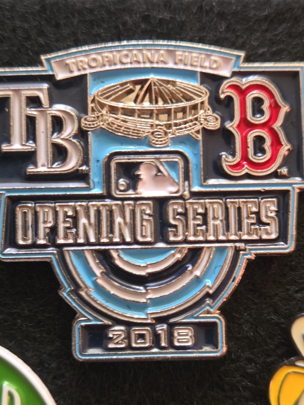 MLB Opening Series 2018 Tropicana Field Pin - Light Blue, Navy, Red, Silver